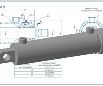 3D модель Гидроцилиндр 60/36, ход от 100 до 1500мм. Pном. 21 МПа.