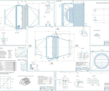 Чертеж Воздухоохладитель для стационарной газотурбинной установки