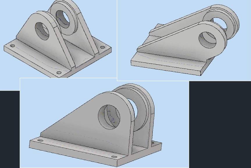 3D модель Проушина двухопорная