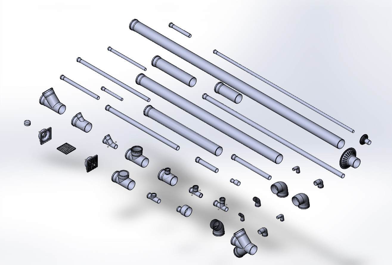 3D модель Фасонные детали для канализации