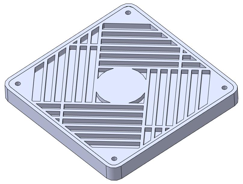 3D модель Решетка пластиковая с фильтром для вентилятора D=92х92 мм