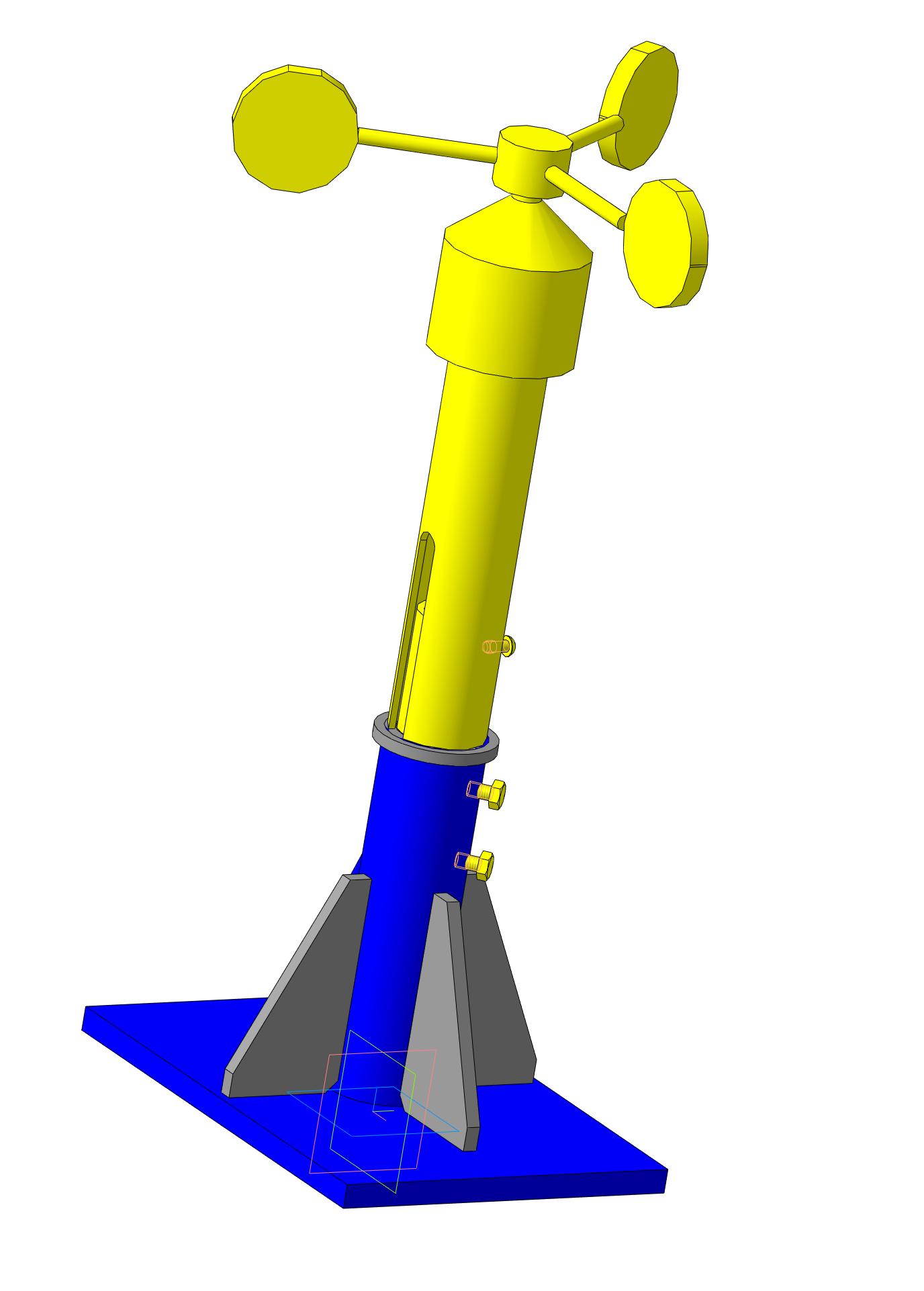 3D модель Кронштейн с анемометром в сборе (анемометр марки АСЦ-3)