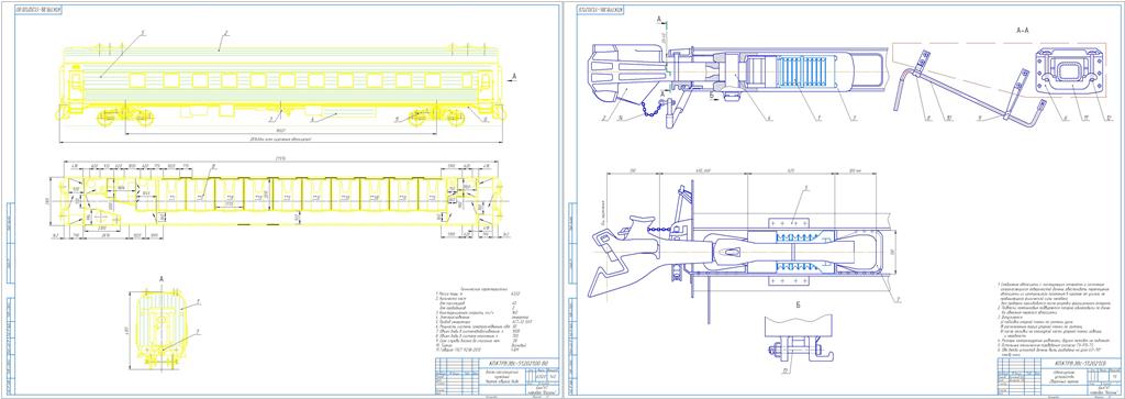 Чертеж "Разработка конструкции четырехосного пассажирского купейного вагона"