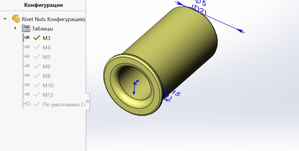 3D модель Заклепки резьбовые М3-М12 Rivet Nuts M3-M12