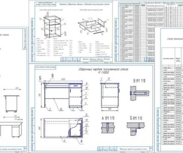 Чертеж Разработка технологии изготовления стола письменного