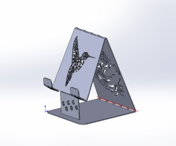 3D модель Подставка для телефона ( Рисунок кошки и колибри)