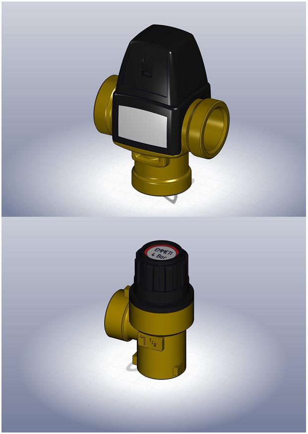 3D модель Клапан термостатический смесительный ESBE VTA321- G3/4 и клапан предохранительный - Valvula Seguranca EMMETI G1_2