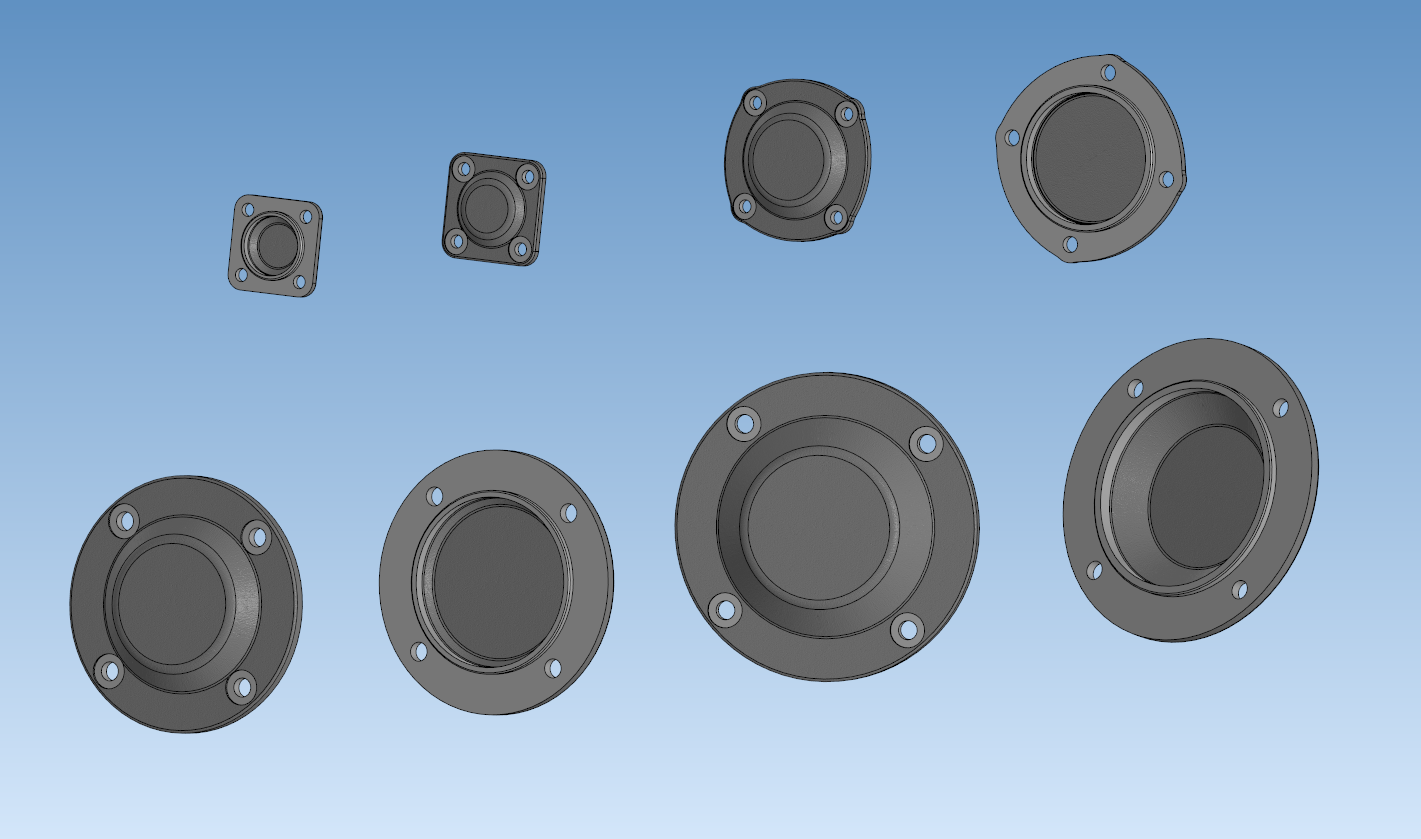 3D модель Крышки торцовые глухие по ГОСТу 13219-81 для корпусов подшипника качения диаметром 47-150 мм.
