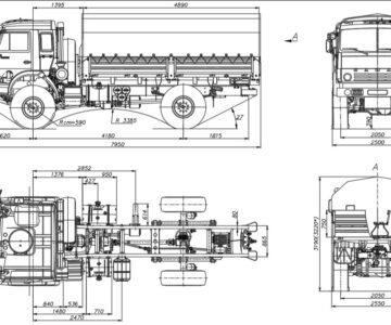Чертеж Габаритный чертеж Камаз 4350