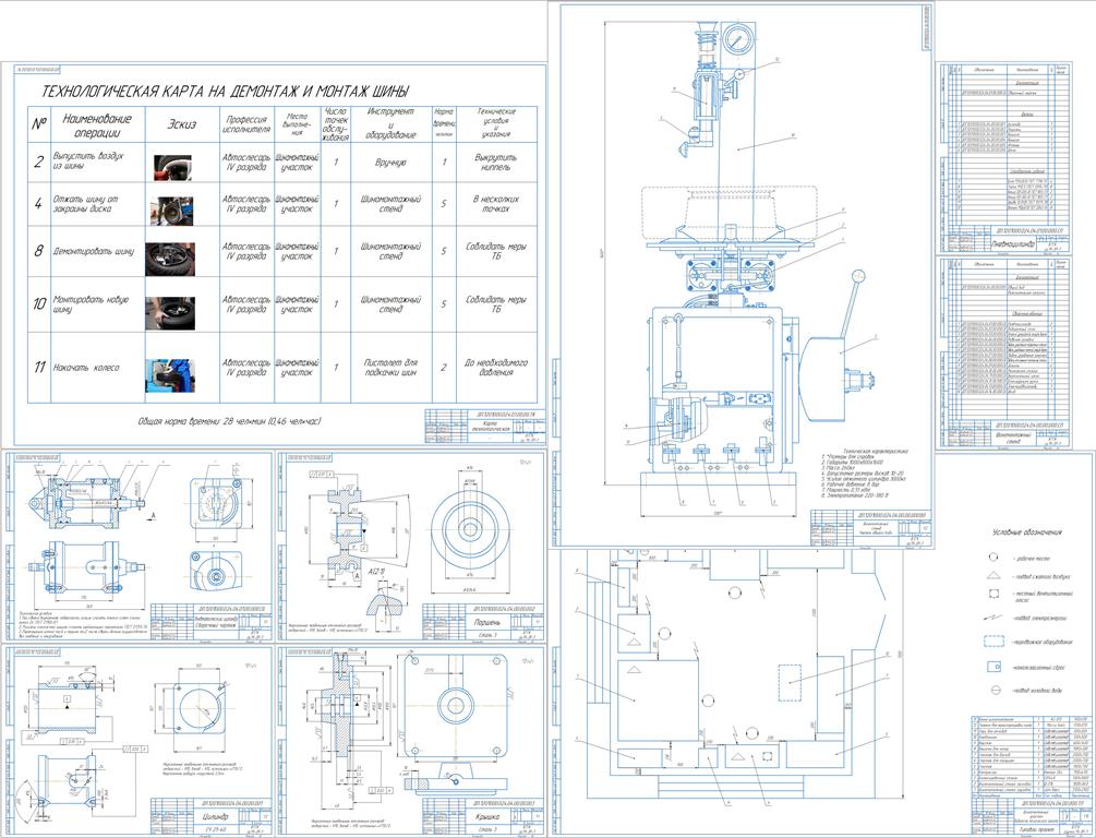 Чертеж Организация и технология работ шиномонтажного участка на примере городской СТО