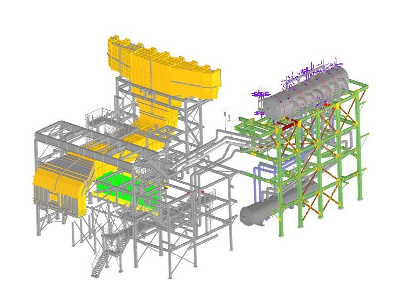 3D модель Система генерации пара печи парового риформинга