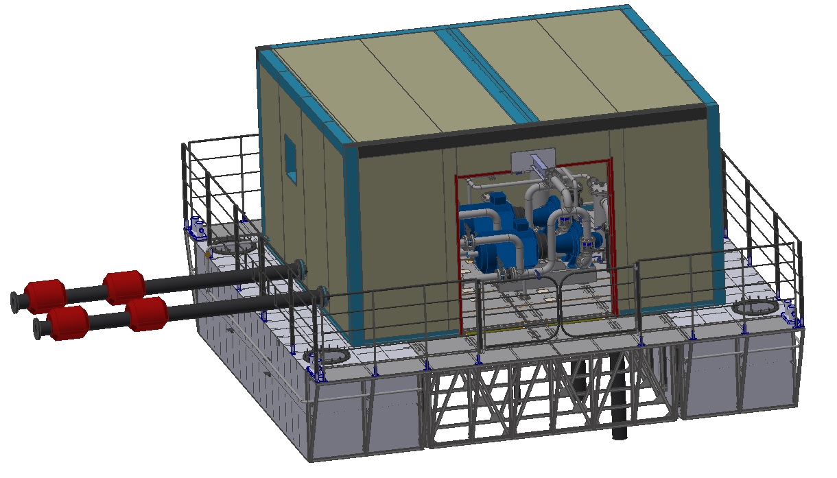 3D модель Плавучая насосная станция 320 м3/ч, напор 112 м, 2-е линии