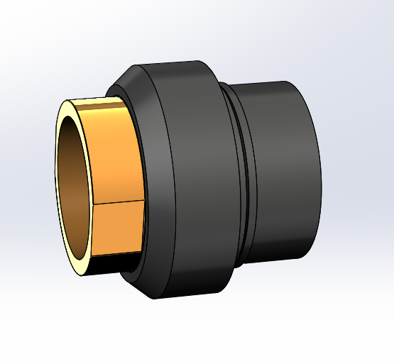 3D модель Муфта разборная с внутренней резьбой, ПВХ-латунь, BIFOV, FIP