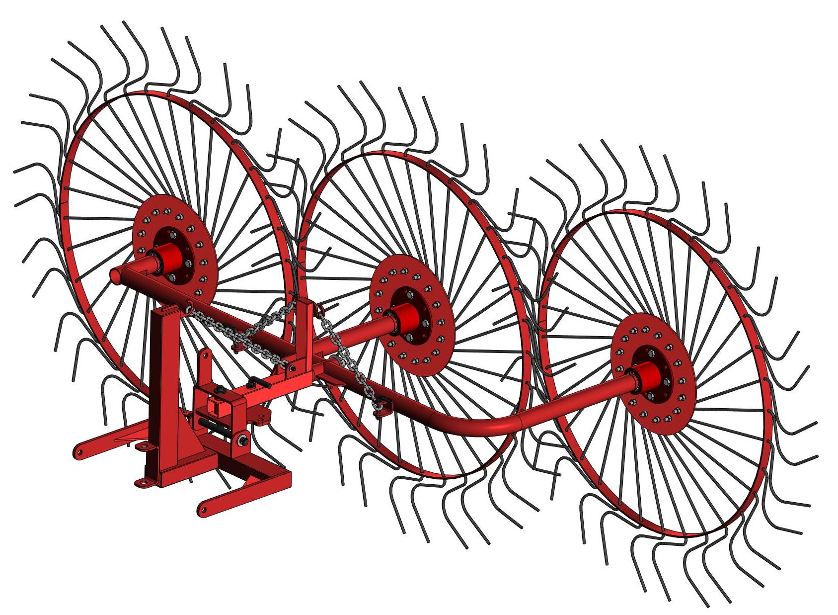 3D модель Грабли-ворошилка колёсно-пальцевая для мотоблока