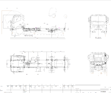 Чертеж Габаритный чертеж шасси Hyundai Mighty EX9 колесная база 3850