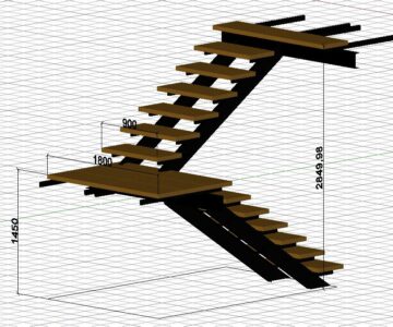 3D модель Лестница для коттеджа 3D