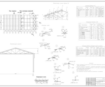 Чертеж Деревянные конструкции покрытия одноэтажного здания в г. Архангельск