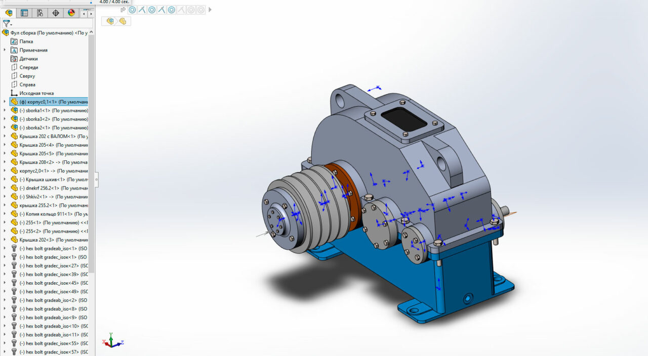 3D модель 3D Редуктор цилиндрический в SolidWorks