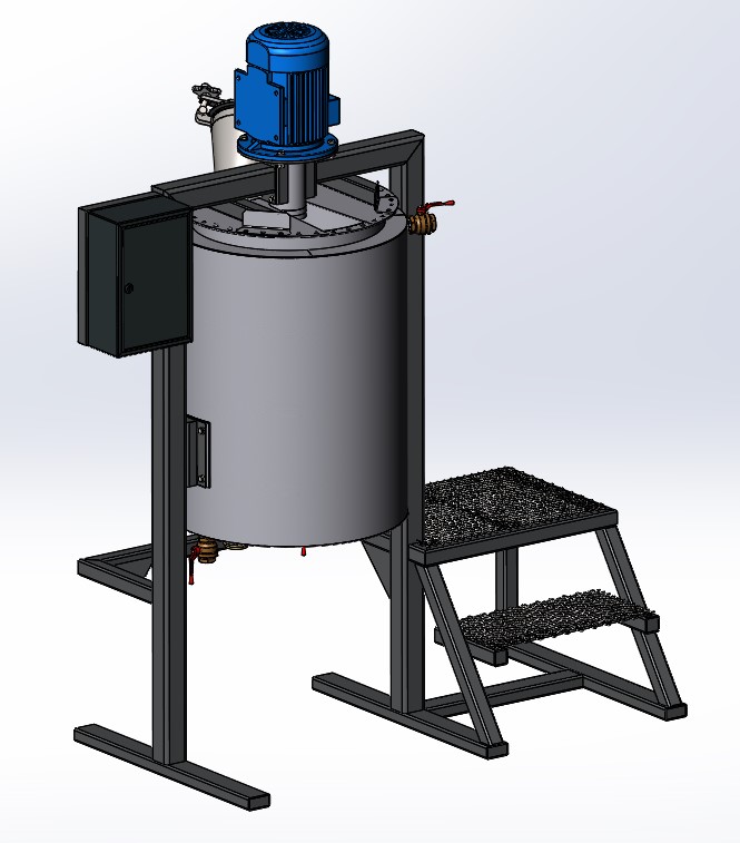 3D модель Диссольвер 200 литров c мешалкой и эстакадой