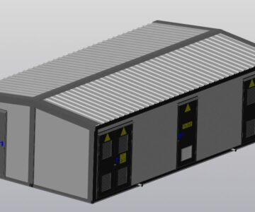 3D модель Блочно-модульное здание электрической подстанции из сэндвич-панелей