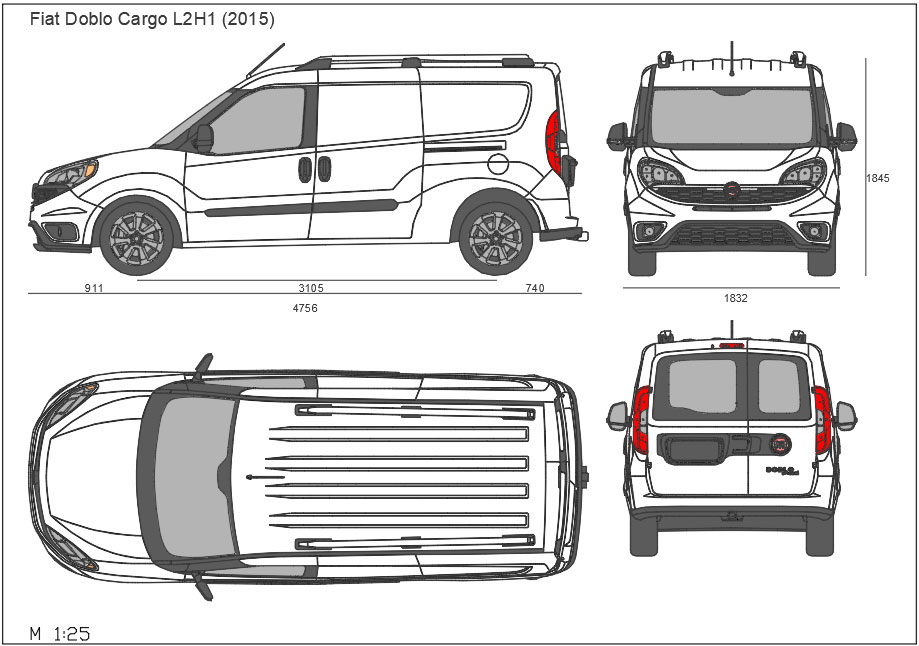 Чертеж Fiat Doblo Cargo длинная база 2015