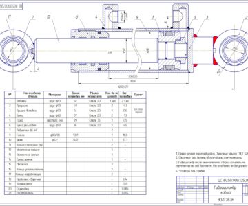 Чертеж Гидроцилиндр ковша экскаватора ЭОЛ 2626