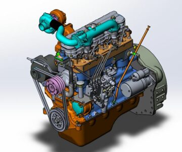 3D модель Двигатель дизельный ММЗ-Д245С с ТКР наверх