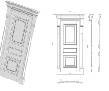 3D модель Дверь 2250х1040 с колоннами