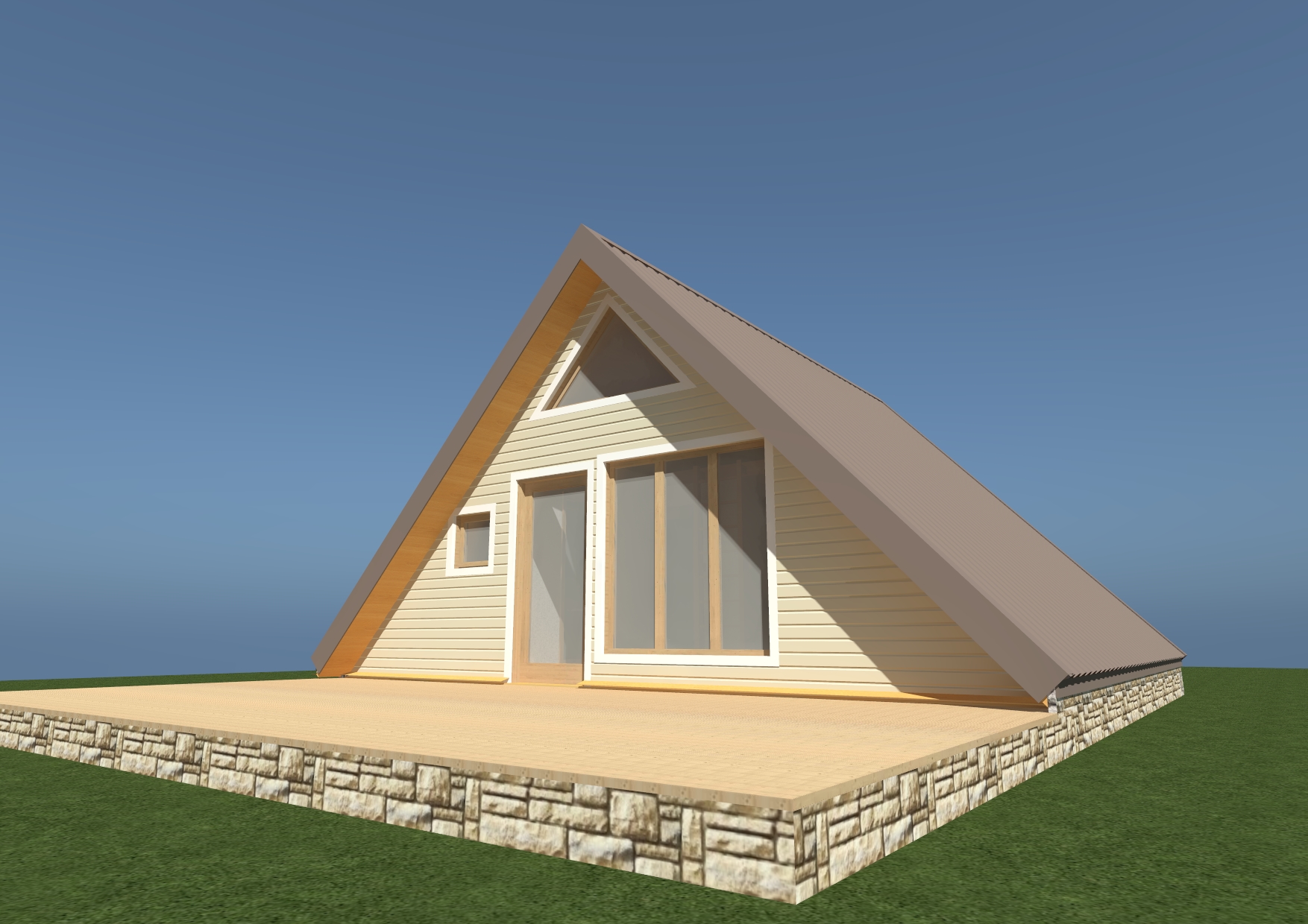 3D модель Дом коттедж типа A-Frame 38м2