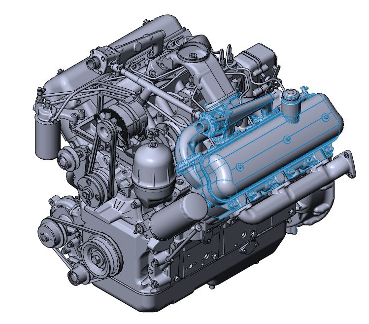 3D модель Двигатель ЯМЗ-236М2