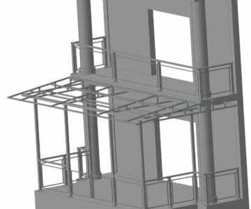 3D модель Сборка ограждения балкона и главного входа офиса