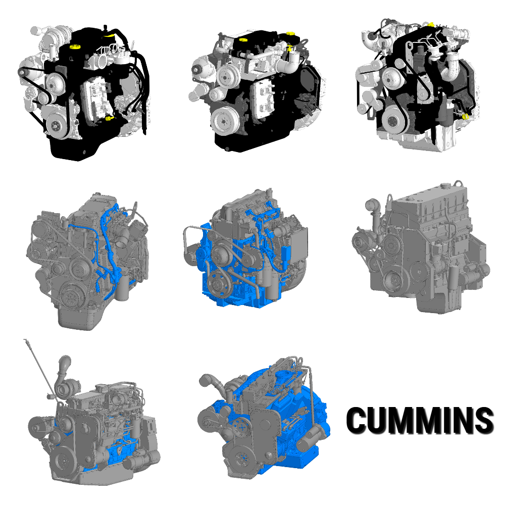 3D модель Каталог двигателей Cummins (C, ISL, ISF, ISM, QSB, QSF)