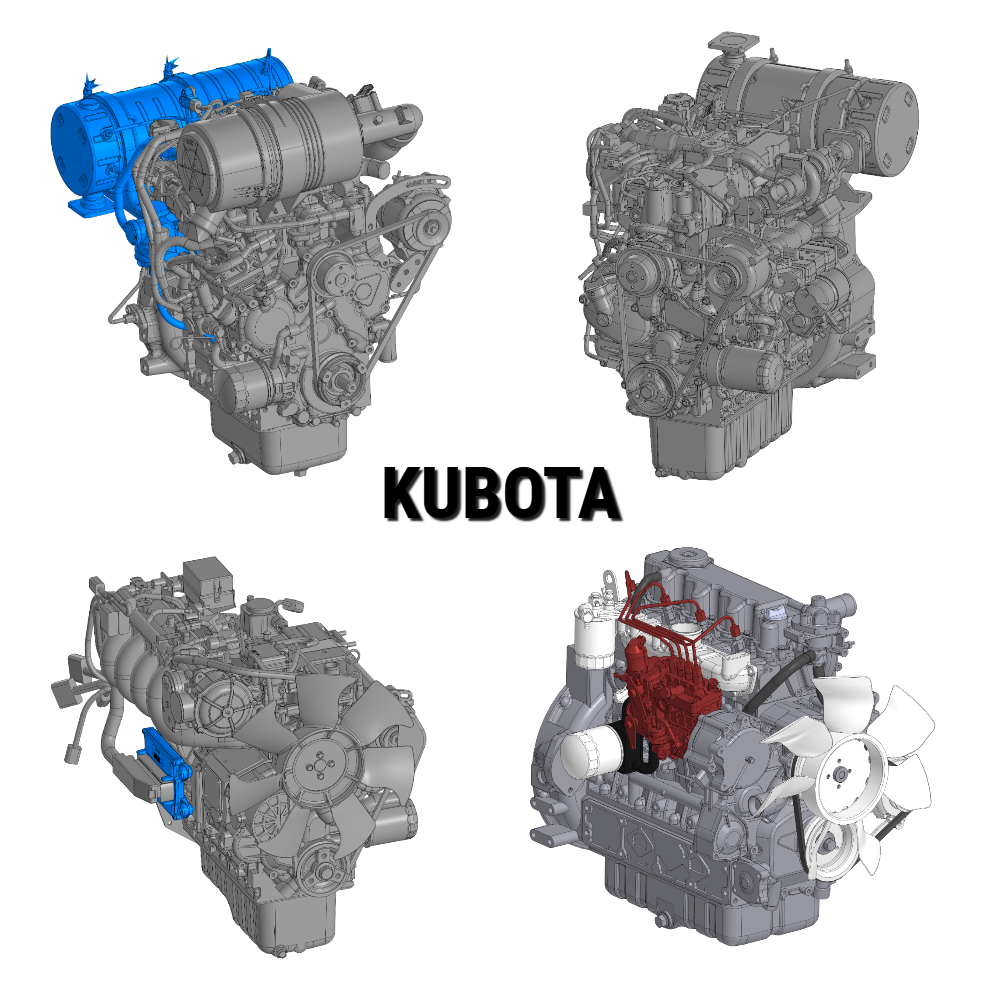 3D модель Каталог двигателей Kubota (D1803; V1505; WG1605; V3600)