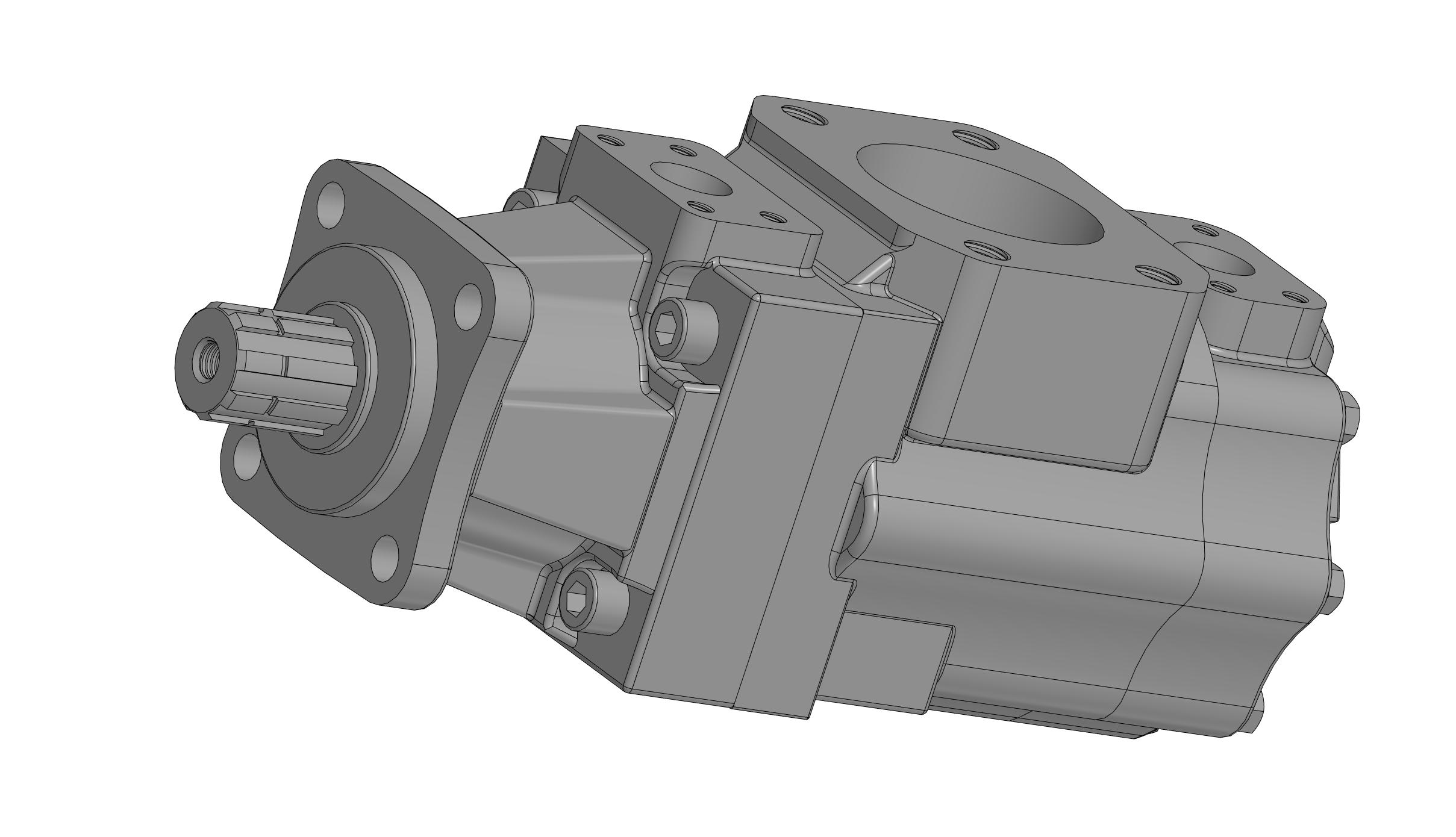 3D модель Насос пластинчатый двухсекционный серии KT6GCC/KT6CC