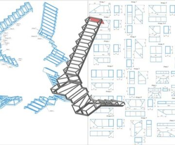 3D модель Лестница с забежными ступенями с шириной 900 мм