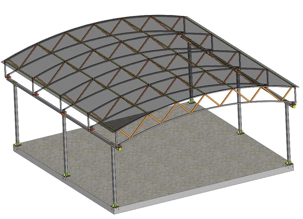 3D модель Навес для авто 6 х 6 метров высотой 2,5 м
