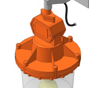 3D модель Светильник взрывозащищенный НСП-57 с лампой и кронштейном