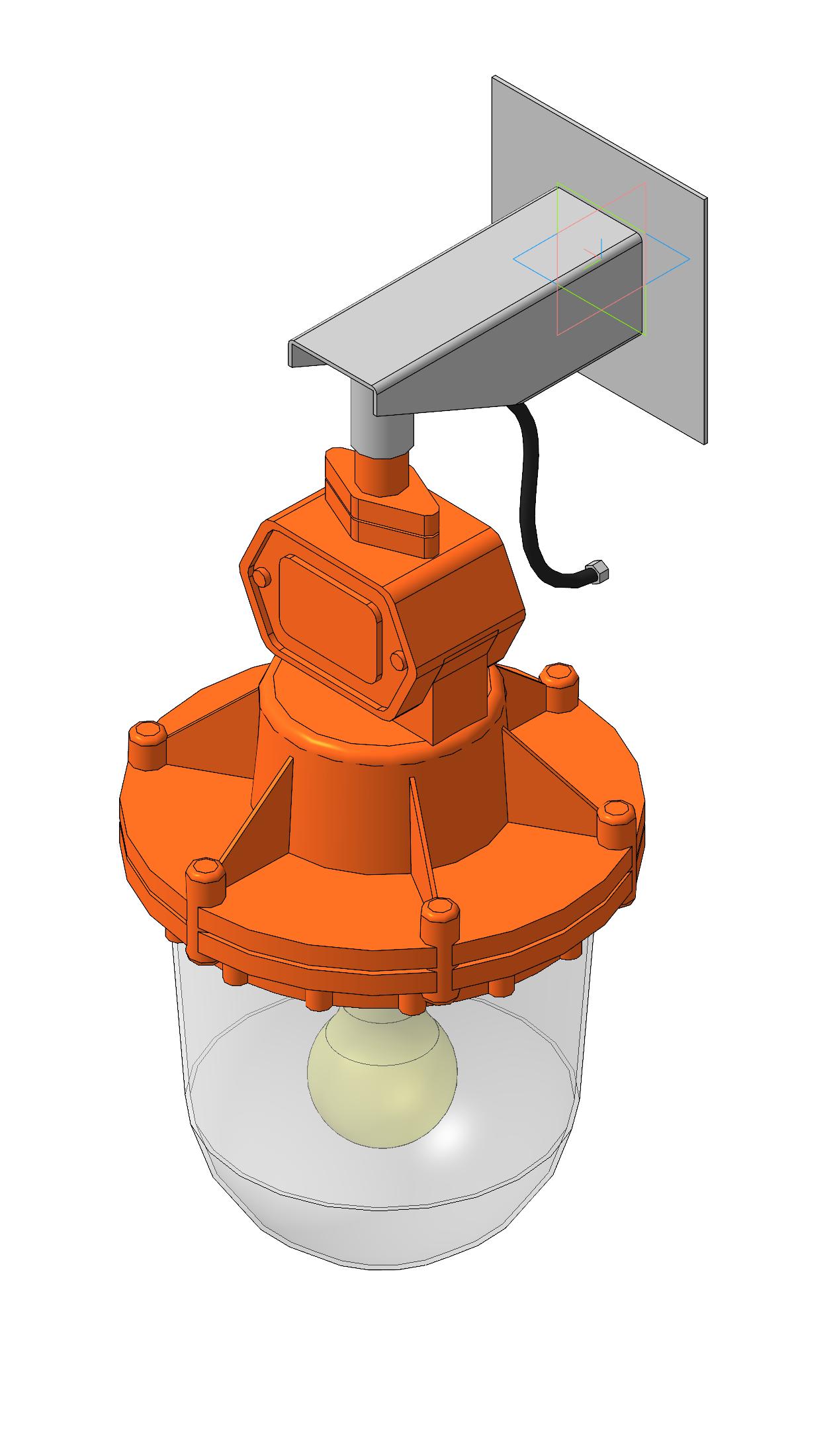 3D модель Светильник взрывозащищенный НСП-57 с лампой и кронштейном