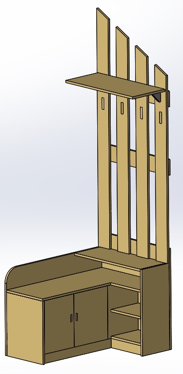 3D модель Прихожая (банкетка с вешалкой)