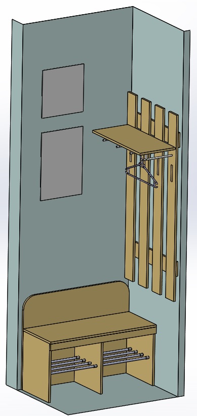 3D модель Прихожая (банкетка и вешалка) П44Т