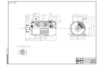 Чертеж Проектирование трёхфазного асинхронного электродвигателя с короткозамкнутым ротором 4АС71B8У3