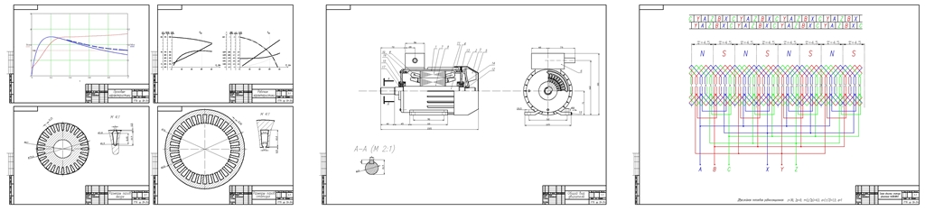 Чертеж Проектирование трёхфазного асинхронного электродвигателя с короткозамкнутым ротором 4АС71B8У3