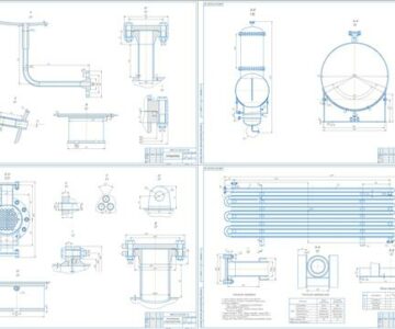 Чертеж Расчет трехфазного сепаратора для разделения бензина, воды и углеводородного газа, кожухотрубного теплообменника и теплообменника труба в трубе