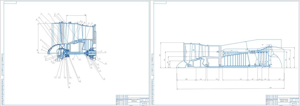Чертеж Проектирование ТРДД со смешением потоков