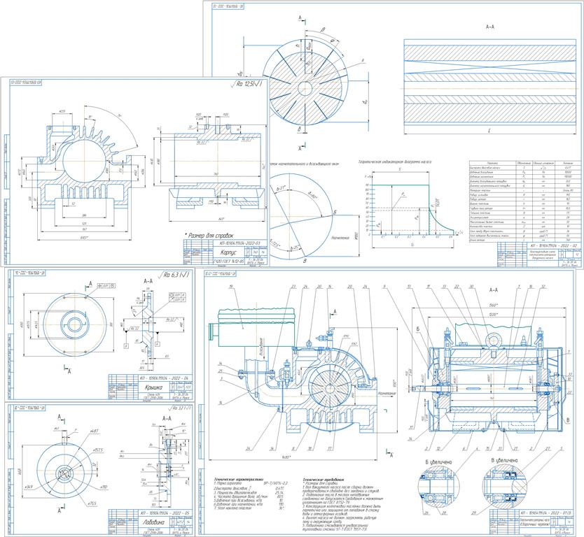 Чертеж Расчёт и разработка пластинчато-роторного насоса