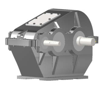 3D модель Двухступенчатый цилиндрический редуктор u1 =3.967 u2 = 4,72