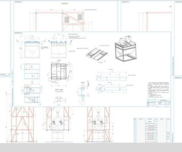 Чертеж Металлоконструкция опорная для нории, бункера, дробилок