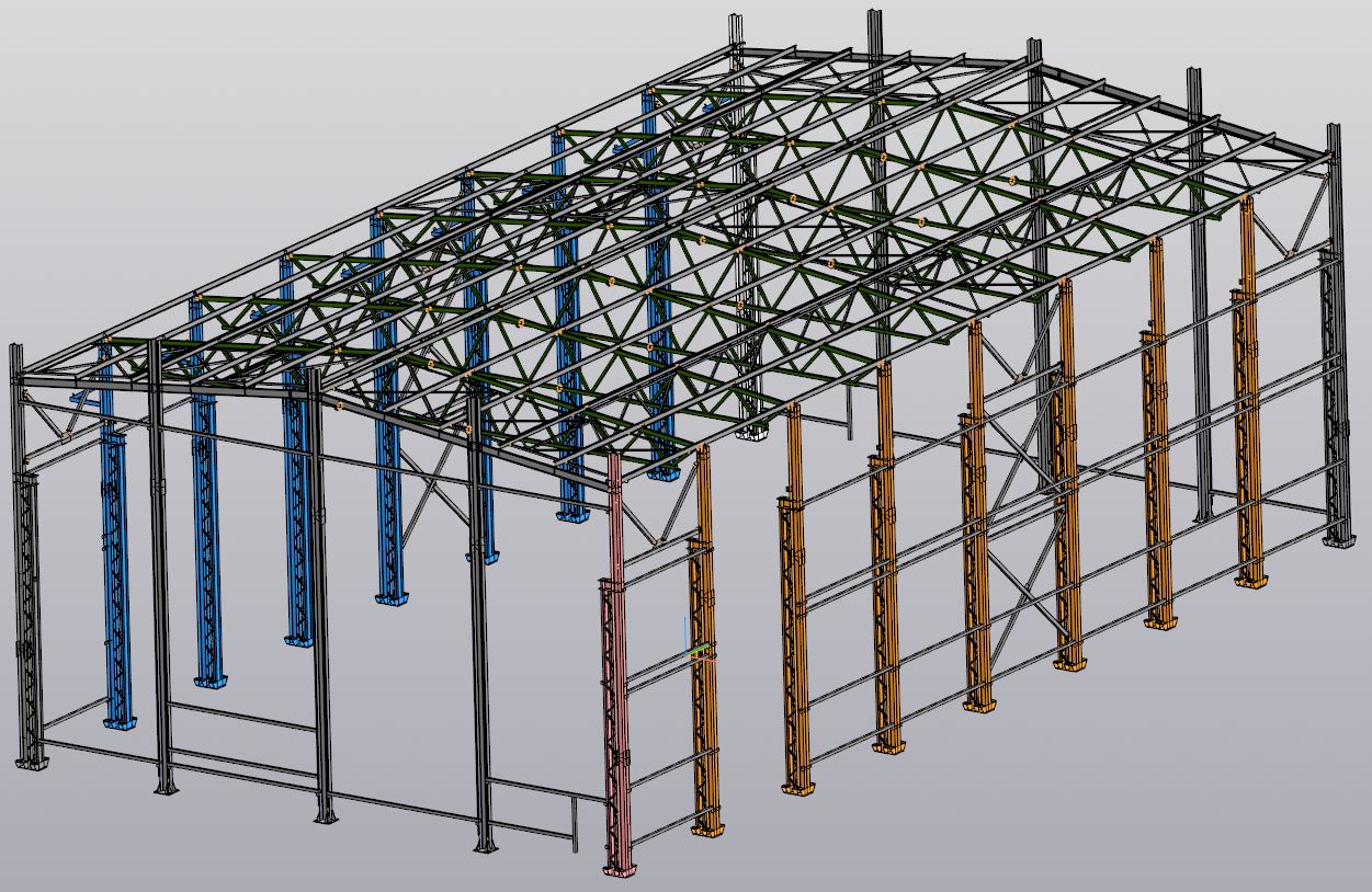 3D модель Каркас здания цеха