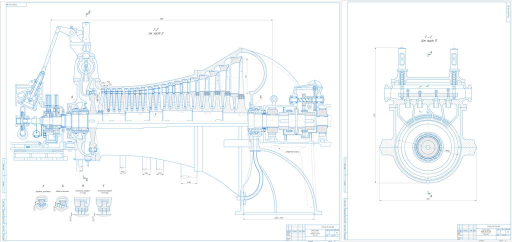 Чертеж Расчёт паровой турбины типа К-22-3,8 с РППВ