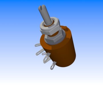 3D модель Резистор переменный регулировочный проволочный ПП3-45 20 кОм ±10%
